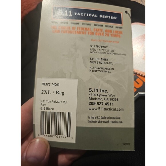 NWT 5.11 Tactical Mens 2XL TDU Adjustable Work Security Pants Black Kneepads - Picture 7 of 10